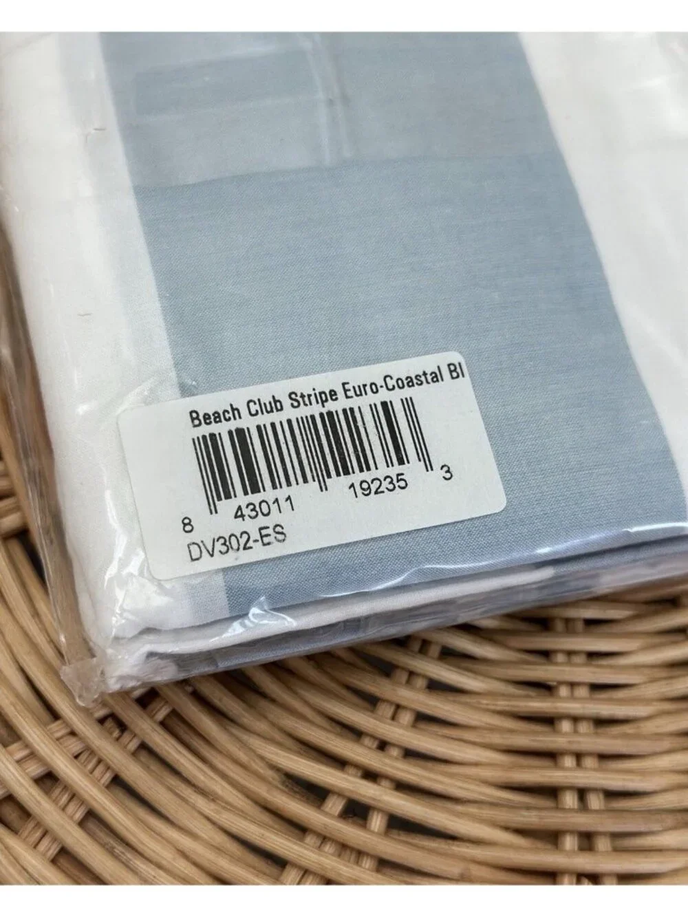 NEW Serena & Lily Beach Club Percale Stripe Euro Pillow Sham-Coastal Blue